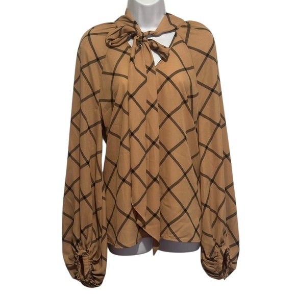 New York & Company Tops - Tan Plaid Women's Top